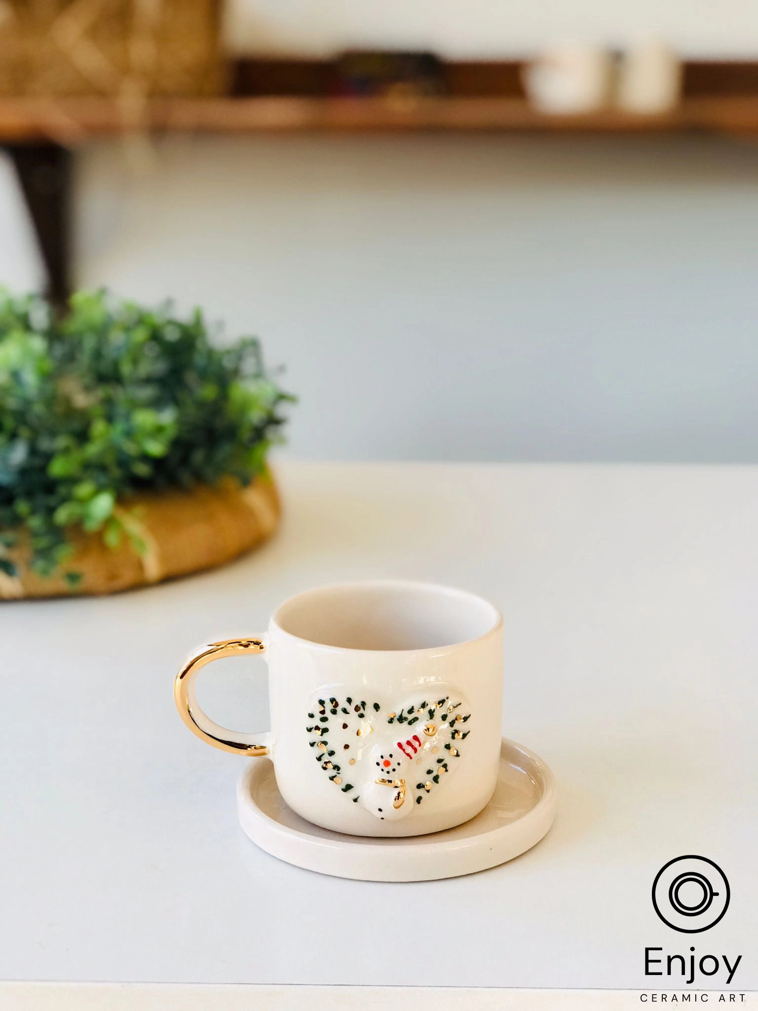 Handcrafted 'Frosty Charm' Snowman Ceramic Espresso Cup & Saucer - A Touch  of Festive Charm – Enjoy Ceramic Art