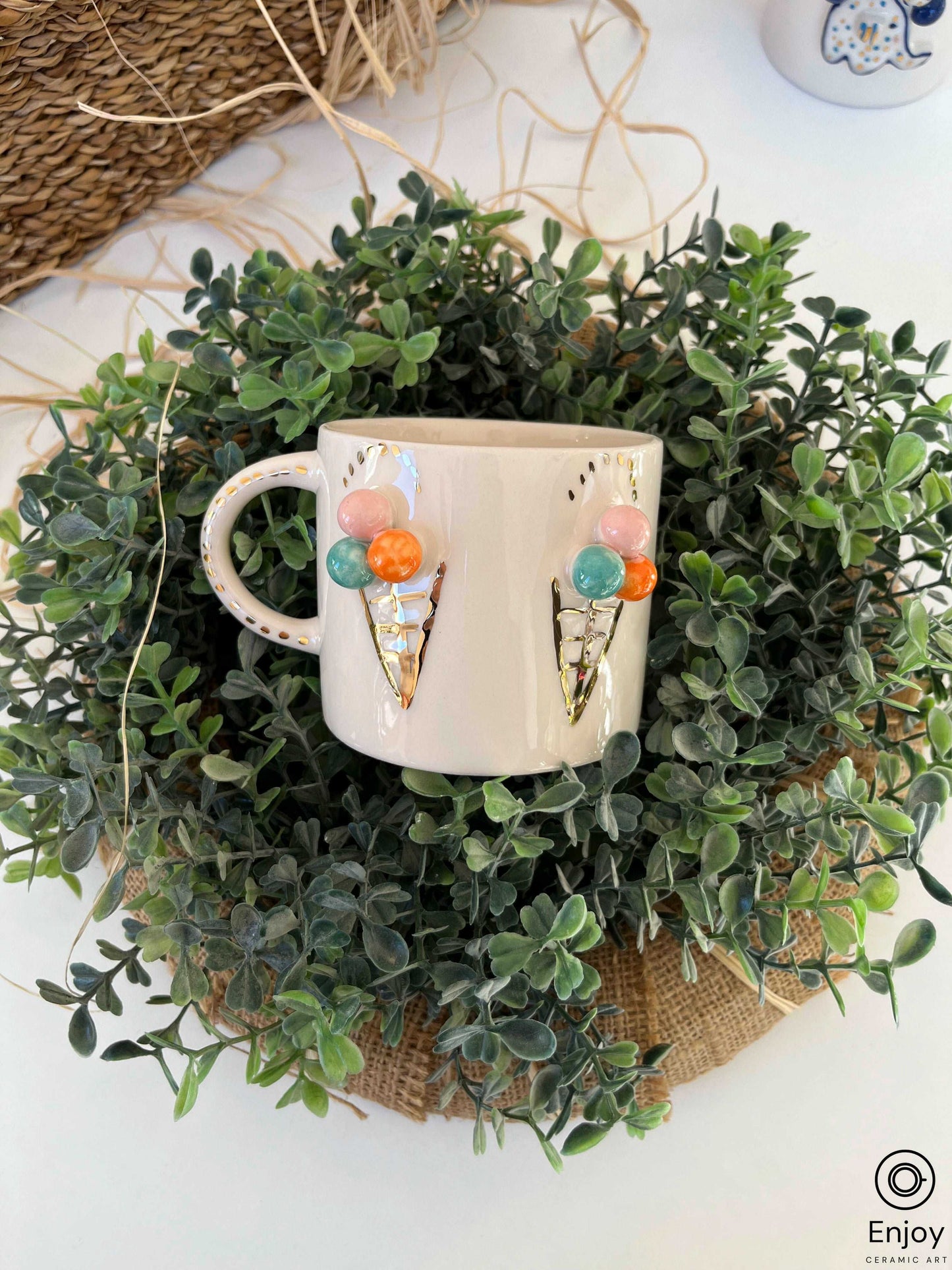 Handmade Cute Ice Cream Mug 10 oz - Ice Cream Gift - Funny Ice Cream Gifts - Ice Cream Lover Gift - Affogato Cups - Ice Cream Coffee Cup