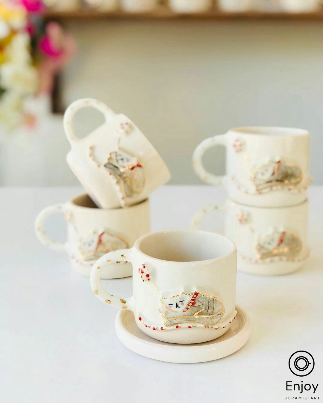Handmade Ceramic Kitty Espresso Cup and Saucer - The Purr-fect Cat Lover's  Gift – Enjoy Ceramic Art