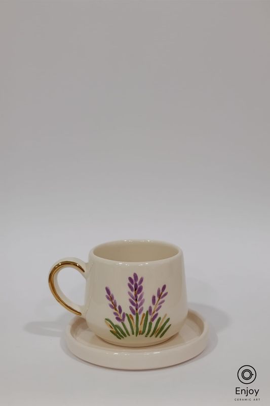 Handmade Lavender Espresso Cup with Saucer – 5.4oz Ceramic Cup