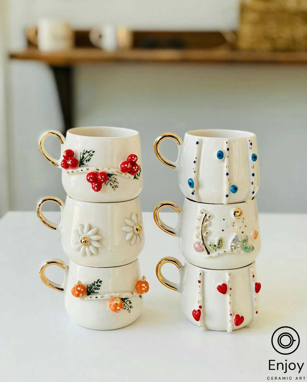 Handmade 'Love Way' Red Heart-Shaped Espresso Cup & Saucer Set - 5.4 oz, Ceramic Valentine's Espresso Mugs, Perfect Gift for Her