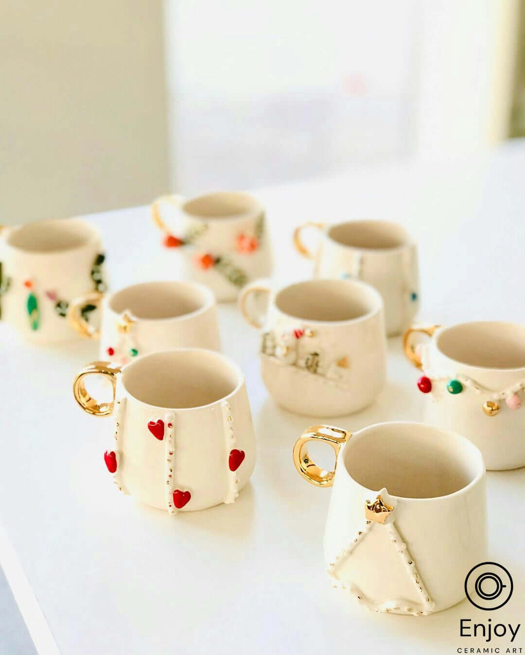 Handmade 'Love Way' Red Heart-Shaped Espresso Cup & Saucer Set - 5.4 oz, Ceramic Valentine's Espresso Mugs, Perfect Gift for Her