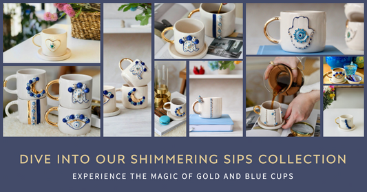 Shimmering Sips: Dive into Our Gold & Blue Cups Collection