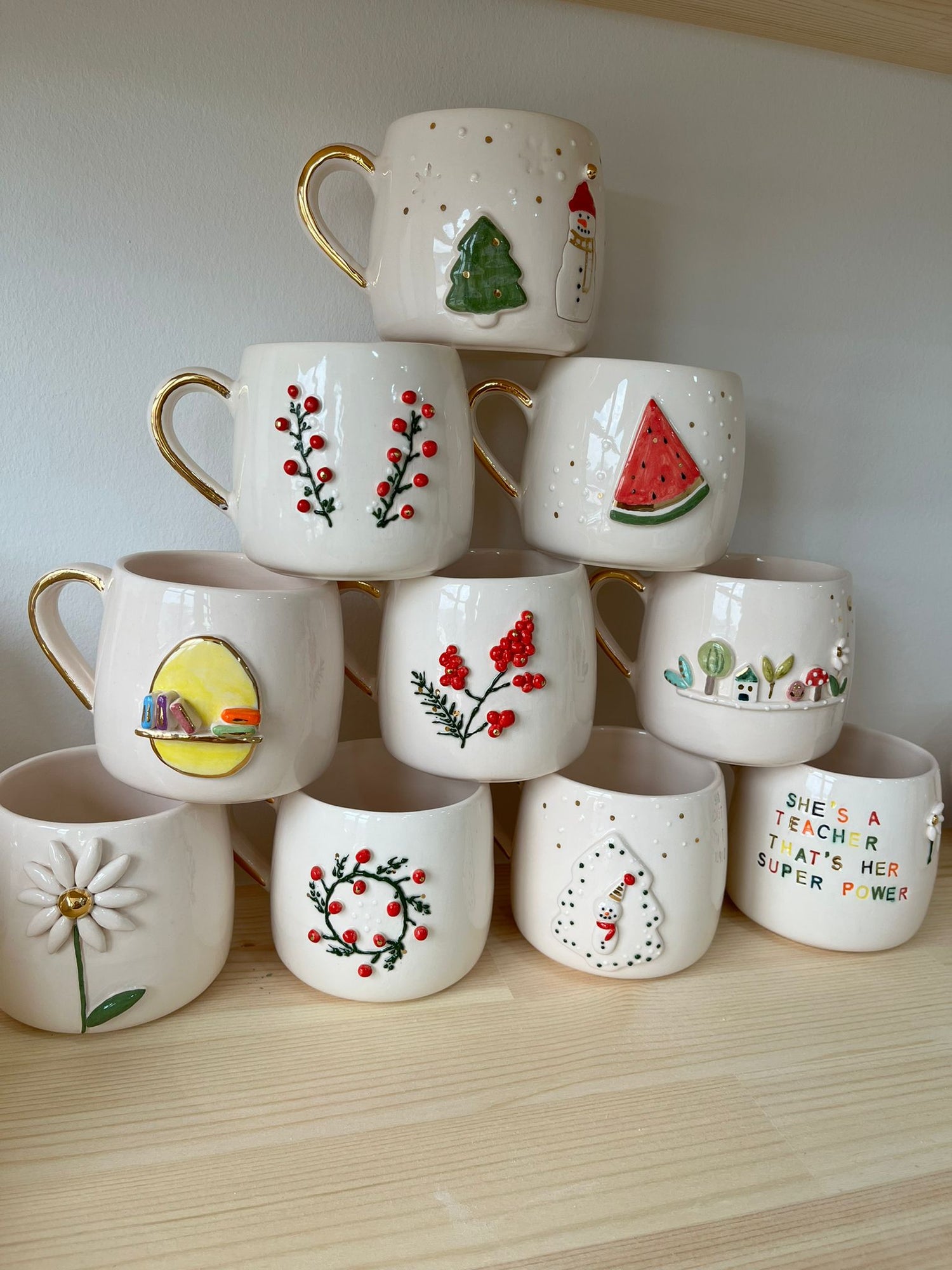 Handmade coffee mugs from Enjoy Ceramic Art