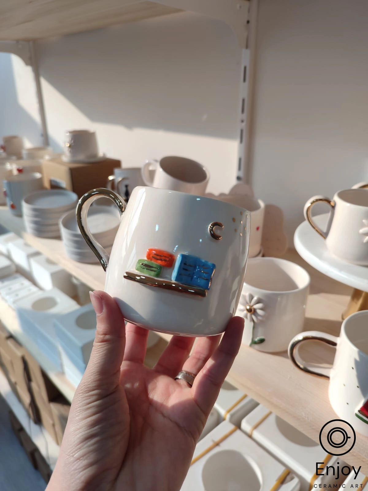 Book Lover's Delight: Handmade Ceramic Espresso Cups Set Inspired by Books - 5.4 oz