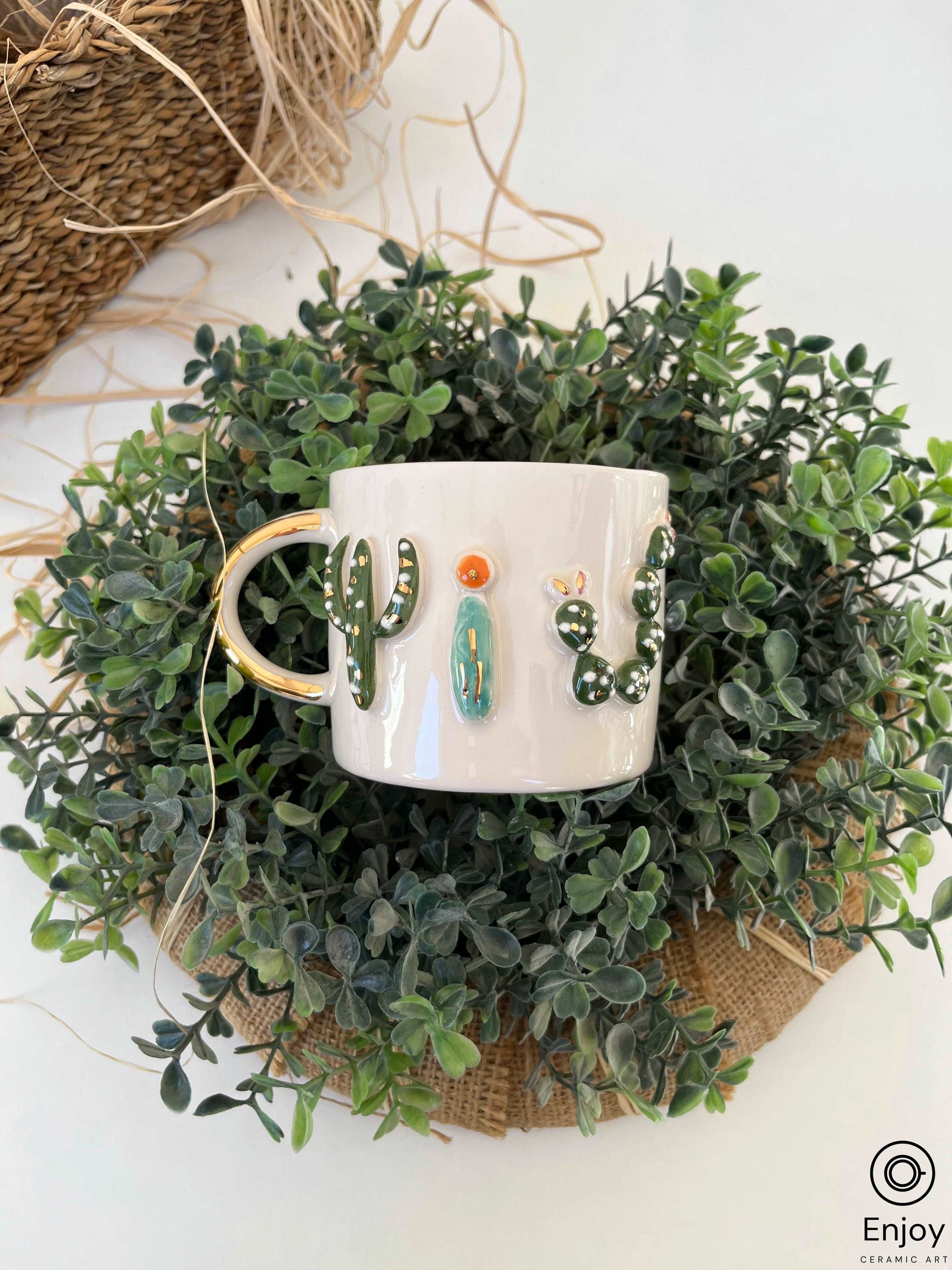 Handmade Cactus Ceramic Coffee Mug - A Unique Gift for Plant Lovers – Enjoy  Ceramic Art