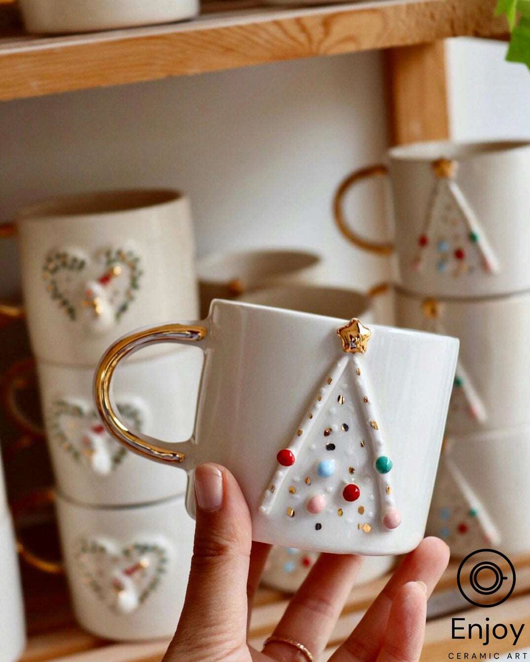 Handcrafted Christmas Tree Ceramic Coffee Mug - Unique Holiday Drinkware  Gift – Enjoy Ceramic Art