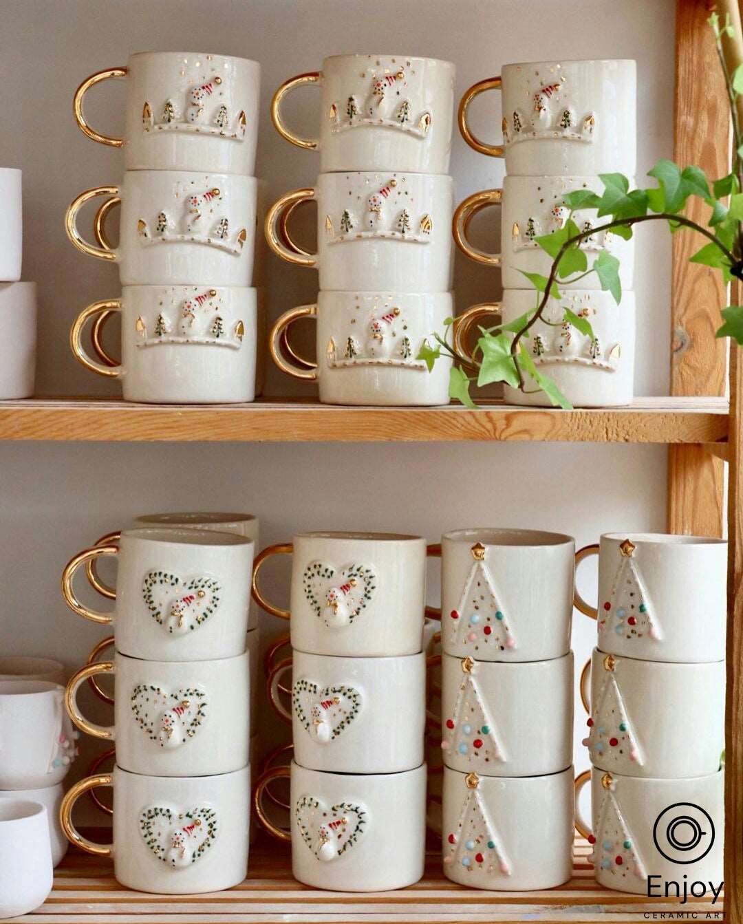 Handcrafted Christmas Tree Ceramic Coffee Mug - Unique Holiday