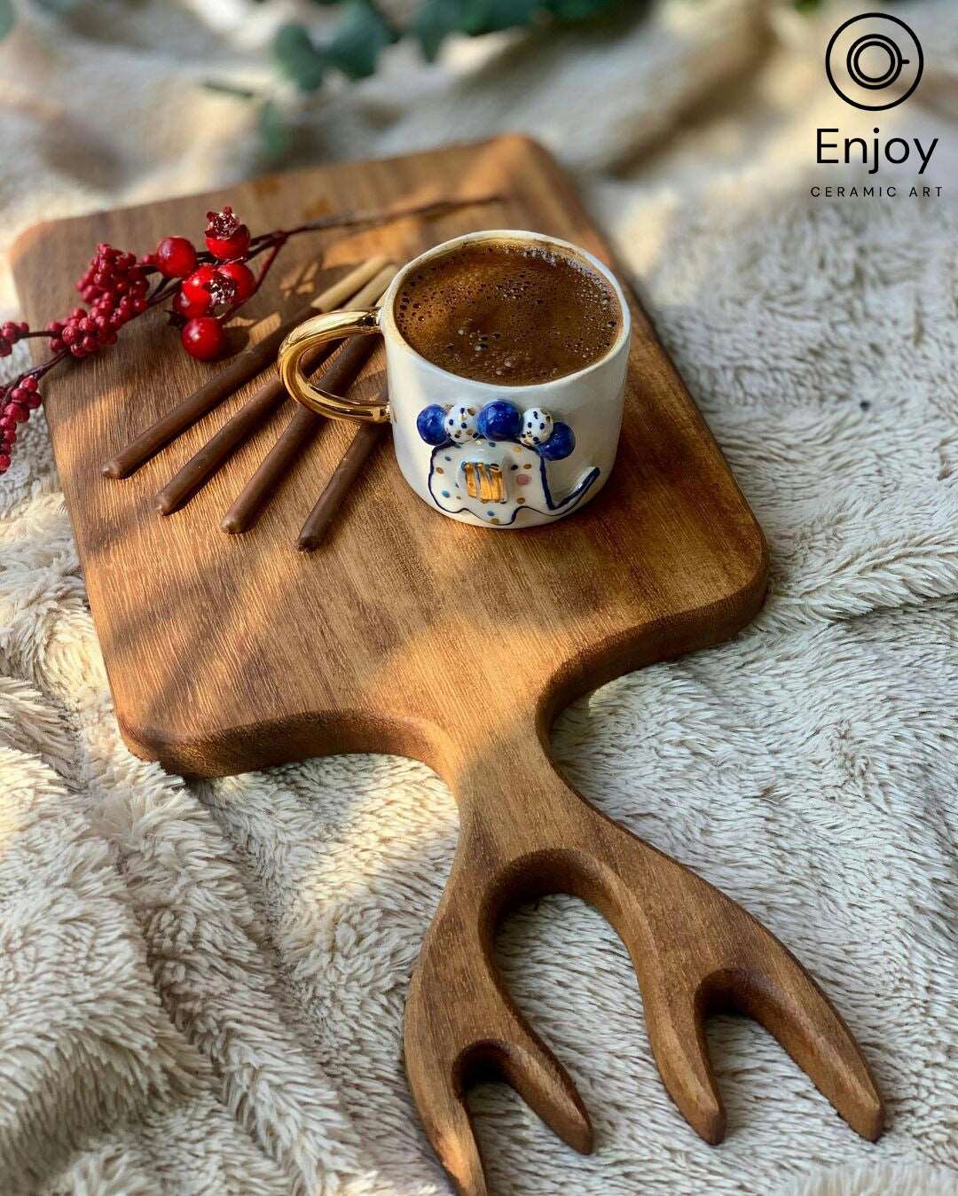 Elephant Abundance: Handmade Ceramic Espresso Cup Set with Gold Handle & Saucer, 5.4 oz - Perfect Elephant Lover Gift, Starbucks Inspired Elephant Coffee Cup