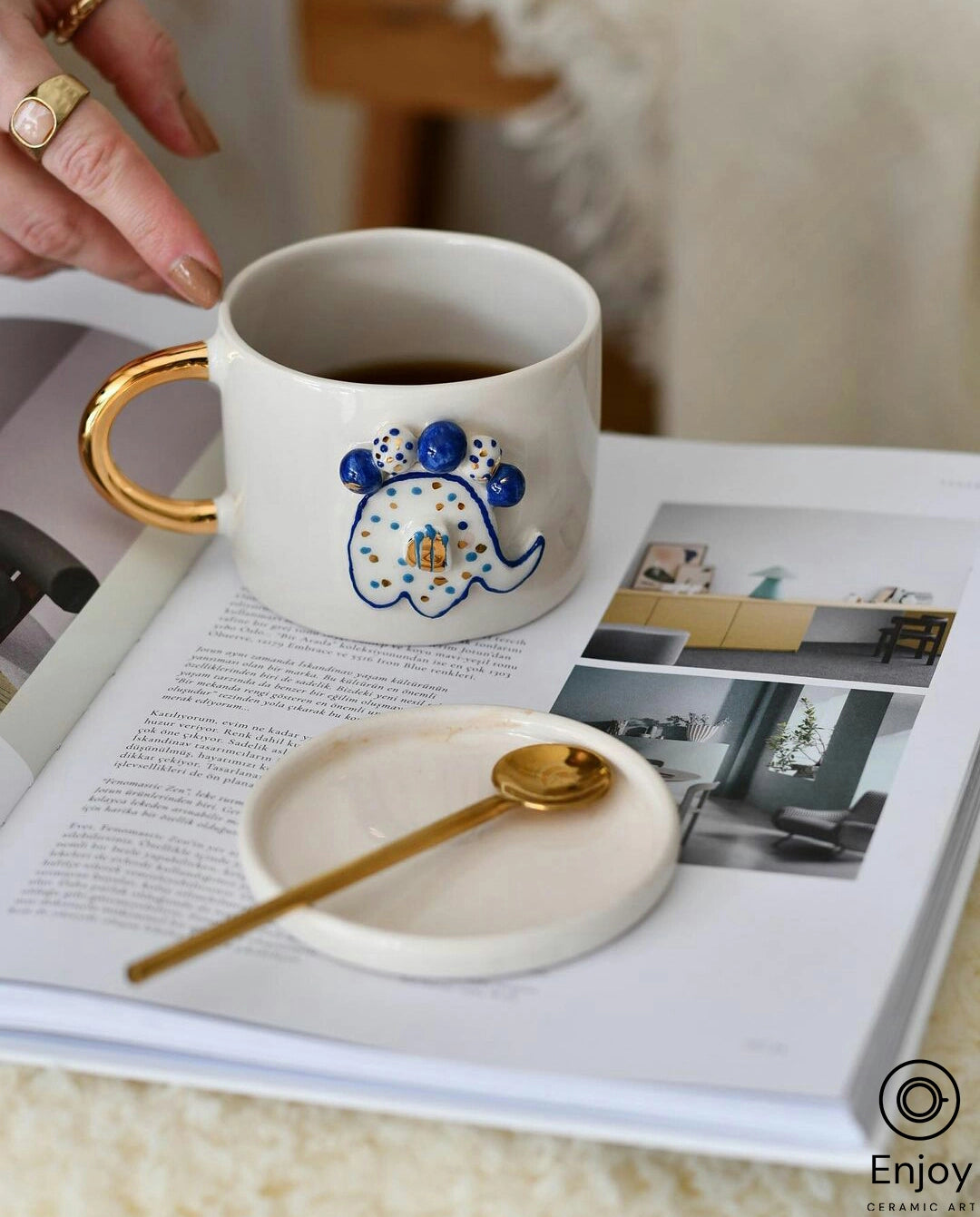 Handcrafted Elephant Starbucks Mug Inspired Ceramic Coffee Mug - 10oz, Unique Elephant Gift