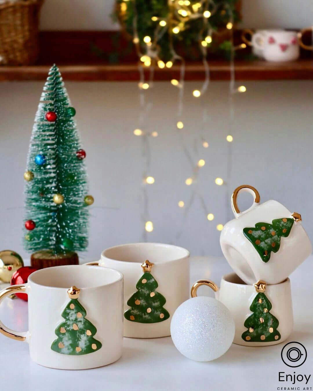 ハンドメイド陶器クリスマスツリー - インテリア小物 ハンドメイド陶器クリスマスツリー - インテリア小物