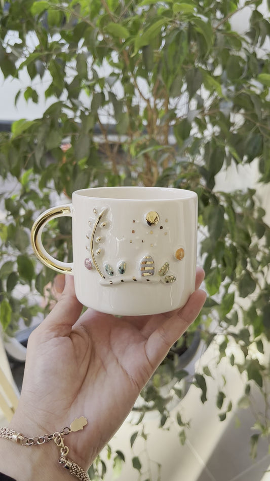 Handcrafted Pandora's Heart-Shaped Ceramic Coffee Mug - 10 oz Handmade Mug  with Gold Handle – Enjoy Ceramic Art