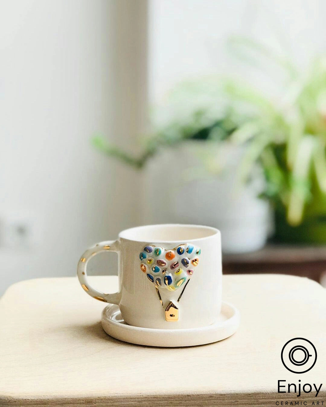 Disney Pixar's 'Up' Themed Ceramic Espresso Cup & Saucer Set - Handmade Carl and Ellie Coffee Cup - Perfect for Espresso Lovers and Disney Fans