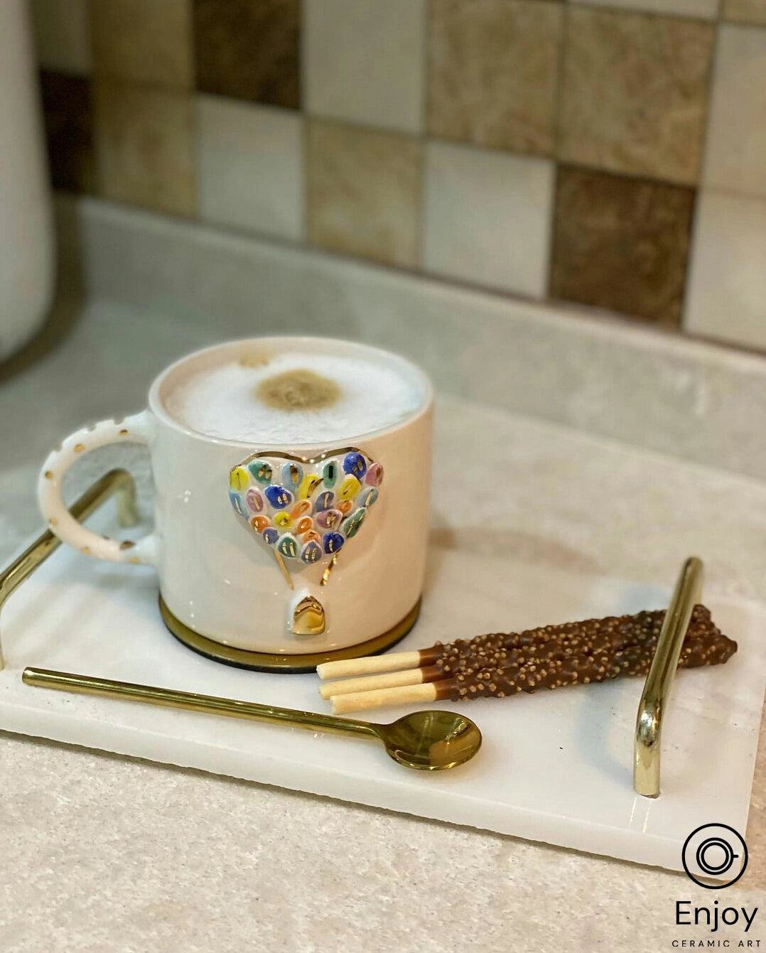 Disney Pixar's 'Up' Themed Ceramic Espresso Cup & Saucer Set - Handmade Carl and Ellie Coffee Cup - Perfect for Espresso Lovers and Disney Fans